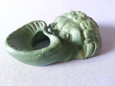 J B Owens Pottery Matte Green Match Safe Wall Pocket