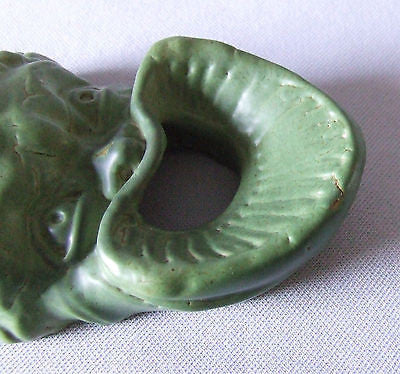 J B Owens Pottery Matte Green Match Safe Wall Pocket