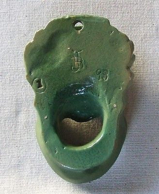 J B Owens Pottery Matte Green Match Safe Wall Pocket