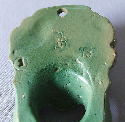 J B Owens Pottery Matte Green Match Safe Wall Pocket