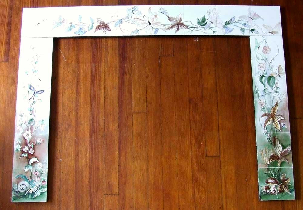 Mid Century Tile Fireplace Surround Hand Painted