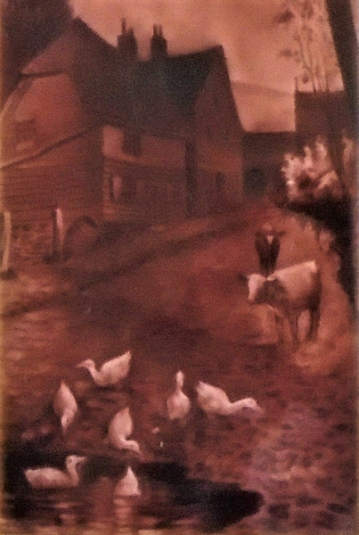 Sherwin Cotton Tile Farm Scene Bungalow Bill Antique