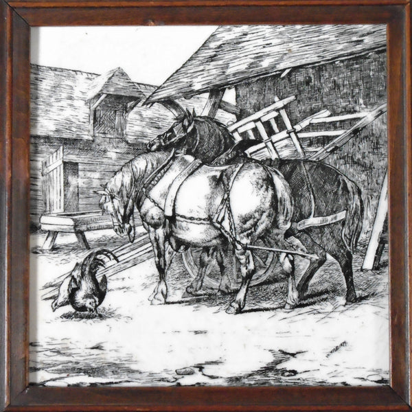 Minton Transfer Tile Farm Animals William Wise Bungalow Bill Antique