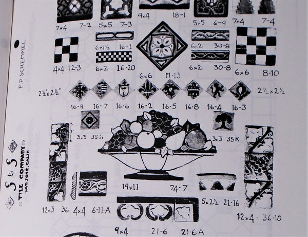 Solon and Schemmel Tile Co Arts & Crafts Panel of a Bowl of Fruit Bungalow Bill Antique