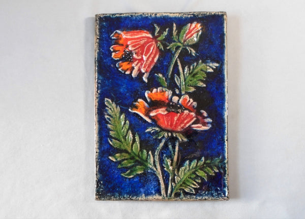 Karlsruhe Majolica Tile Red Poppies