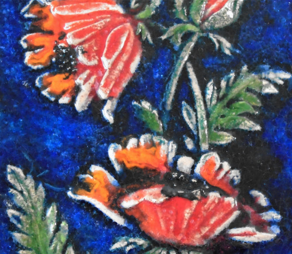 Karlsruhe Majolica Tile Red Poppies Bungalow Bill Antique