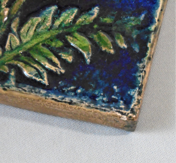 Karlsruhe Majolica Tile Red Poppies Bungalow Bill Antique