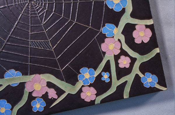 Franklin Pottery Tile Spider and Web Bungalow Bill Antique