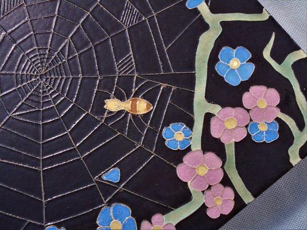 Franklin Pottery Tile Spider and Web Bungalow Bill Antique