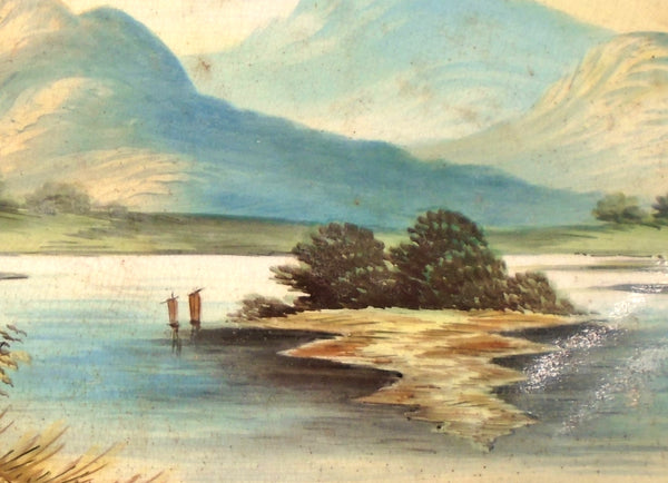 Antique Hand Painted 19th Century Landscape Tile from England Bungalow Bill