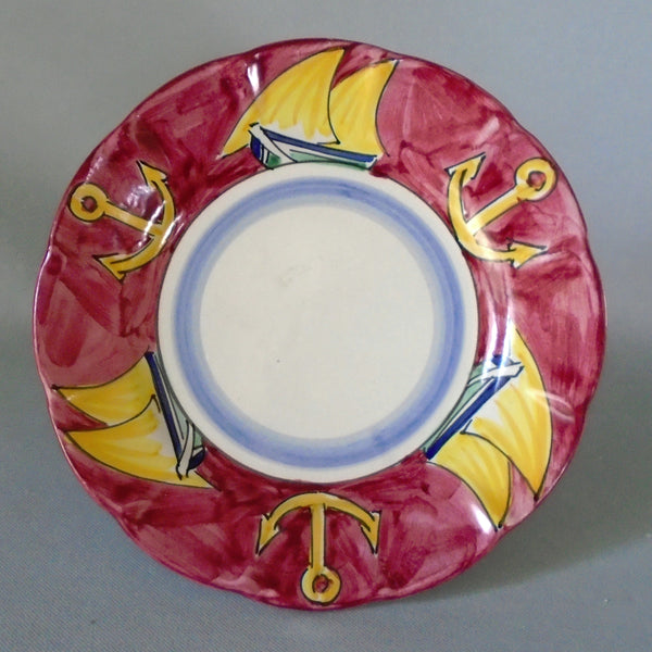 Solimene Vietri Ship Plate Bungalow Bill Antique