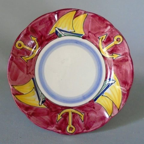 Solimene Vietri Ship Plate Bungalow Bill Antique