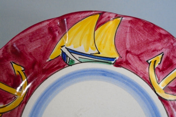 Solimene Vietri Ship Plate Bungalow Bill Antique