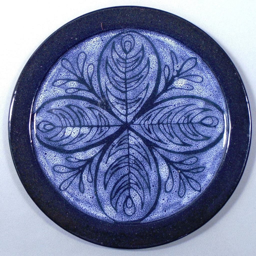 Gail Turner Mill Stone Pottery Blue Wax Resist Plate Bungalow Bill antiques