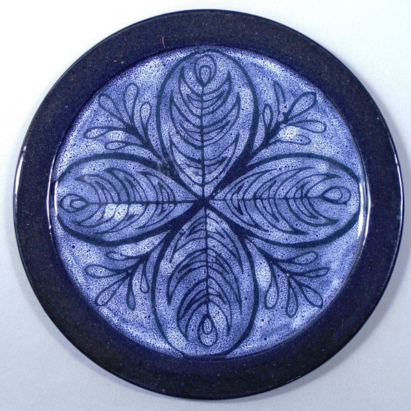 Gail Turner Mill Stone Pottery Blue Wax Resist Plate Bungalow Bill antiques