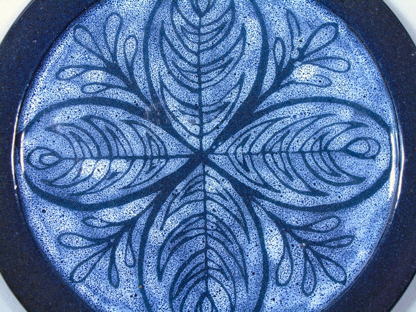 Gail Turner Mill Stone Pottery Blue Wax Resist Plate Bungalow Bill antiques