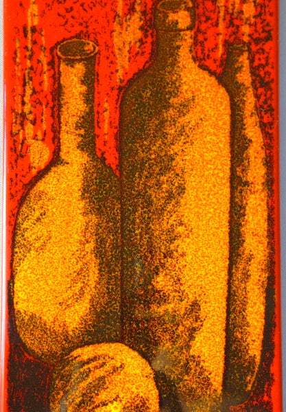Bottles & Fruit, 1970s Italian Ceramic Wall Plaque