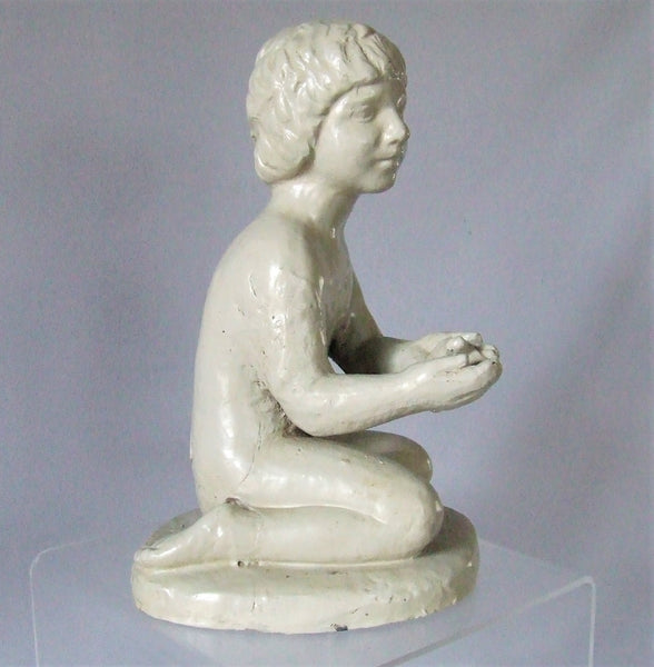 Amphora Pottery Statue Boy & Frog