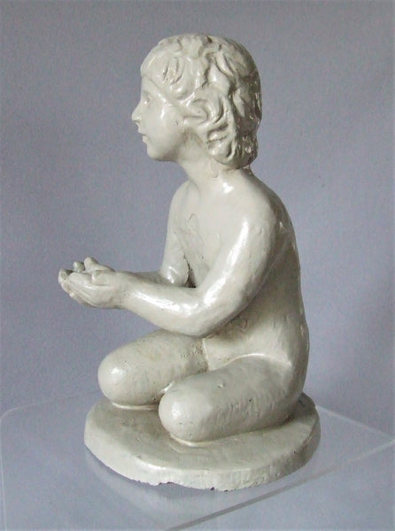 Amphora Pottery Statue Boy & Frog