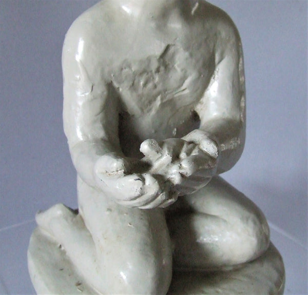 Amphora Pottery Statue Boy & Frog
