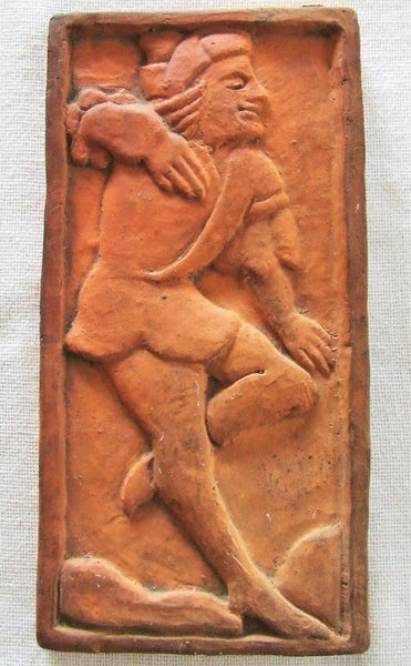 FRAMED ENFIELD POTTERY ARTS & CRAFTS TILE MORRICE DANCER MORAVIAN MERCER ERA