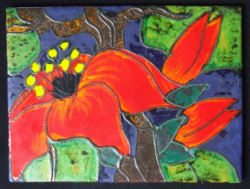 Ruscha Hibiscus Wall Tile Bungalow Bill Antique