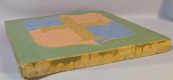 Wheatley Arts and Crafts Pottery Tile French Cross Framed