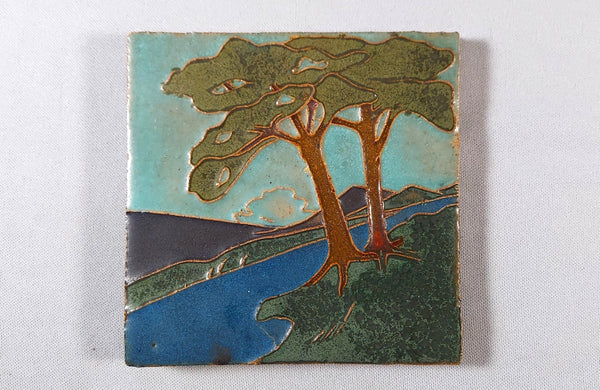 Van Briggle Pottery Tile Mountain Landscape BungalowBILL antiques