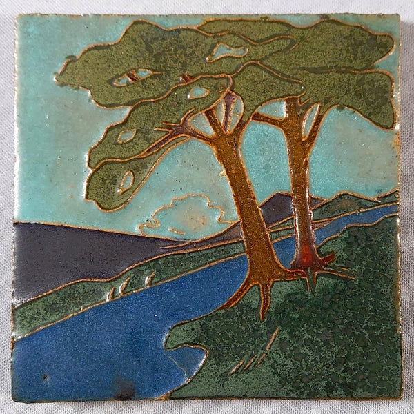 Van Briggle Pottery Tile Mountain Landscape BungalowBILL antiques