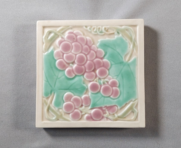 Rookwood Pottery Tile Trivet Pastel Grapes 1930 Bungalowbill antiques