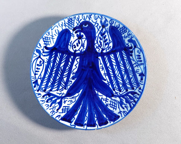 Blue and White Talavera Eagle Wall Plate Made in Spain Bungalow Bill Antiques