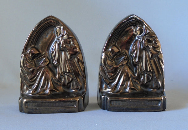 Continental Faience & Tile Co. Bookends "Solitude" Bungalow Bill Antique