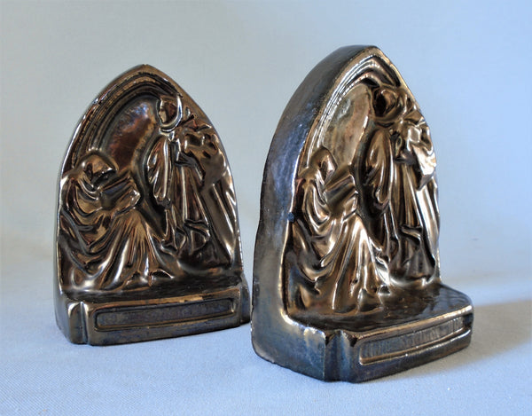 Continental Faience & Tile Co. Bookends "Solitude" Bungalow Bill Antique