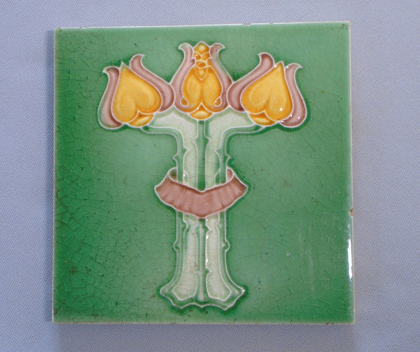 alfred Meakin Art Nouveau Tile Bungalow Bill Antique