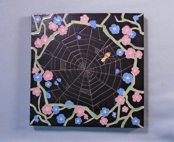 Franklin Pottery Tile Spider and Web Bungalow Bill Antique