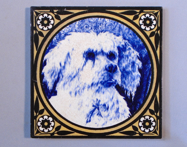 Brown Westhead Moore Tile Dog Portrait Bungalow Bill Antique